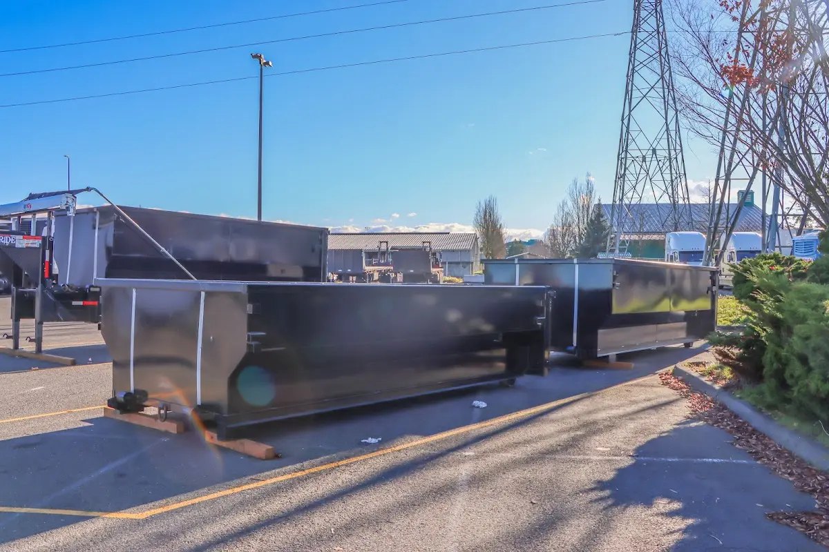 Roll-off dumpster ready for waste disposal at job site for Commercial Dumpster Rental in Safety Harbor